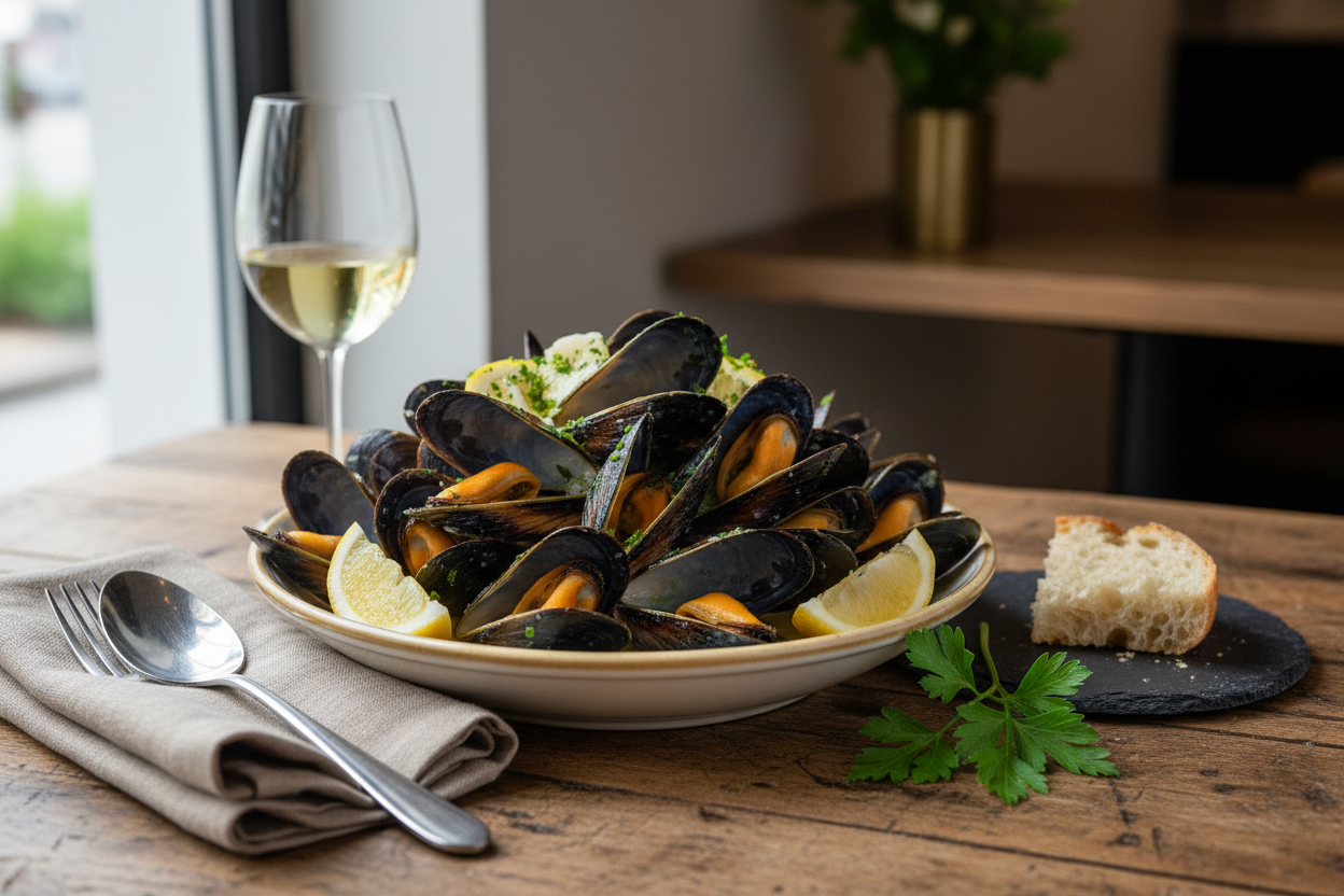Whole Black Mussels (White Wine or Garlic Butter)