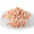 Fresh cooked shrimp piled on ice, premium seafood for home cooking