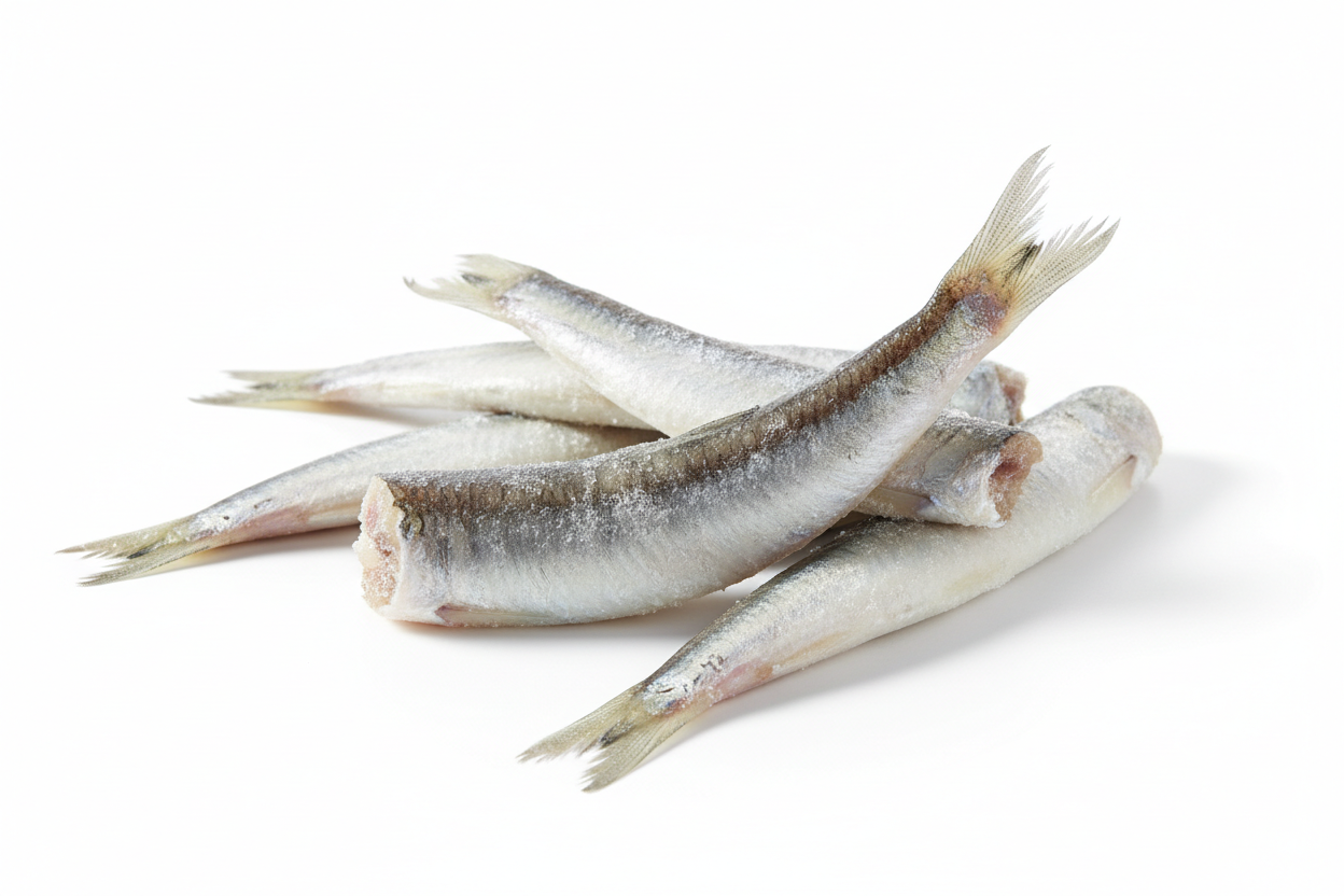 Frozen whole sardines with silver skin, ideal for home cooking and seafood recipes